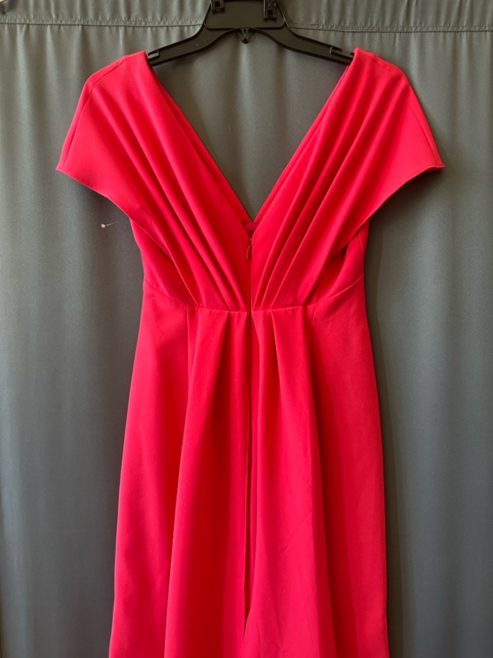 Amsale Flutter Sleeves Crepe Gown, Sz 4, New,$1250, Red With Pink Shade - Picture 12 of 13